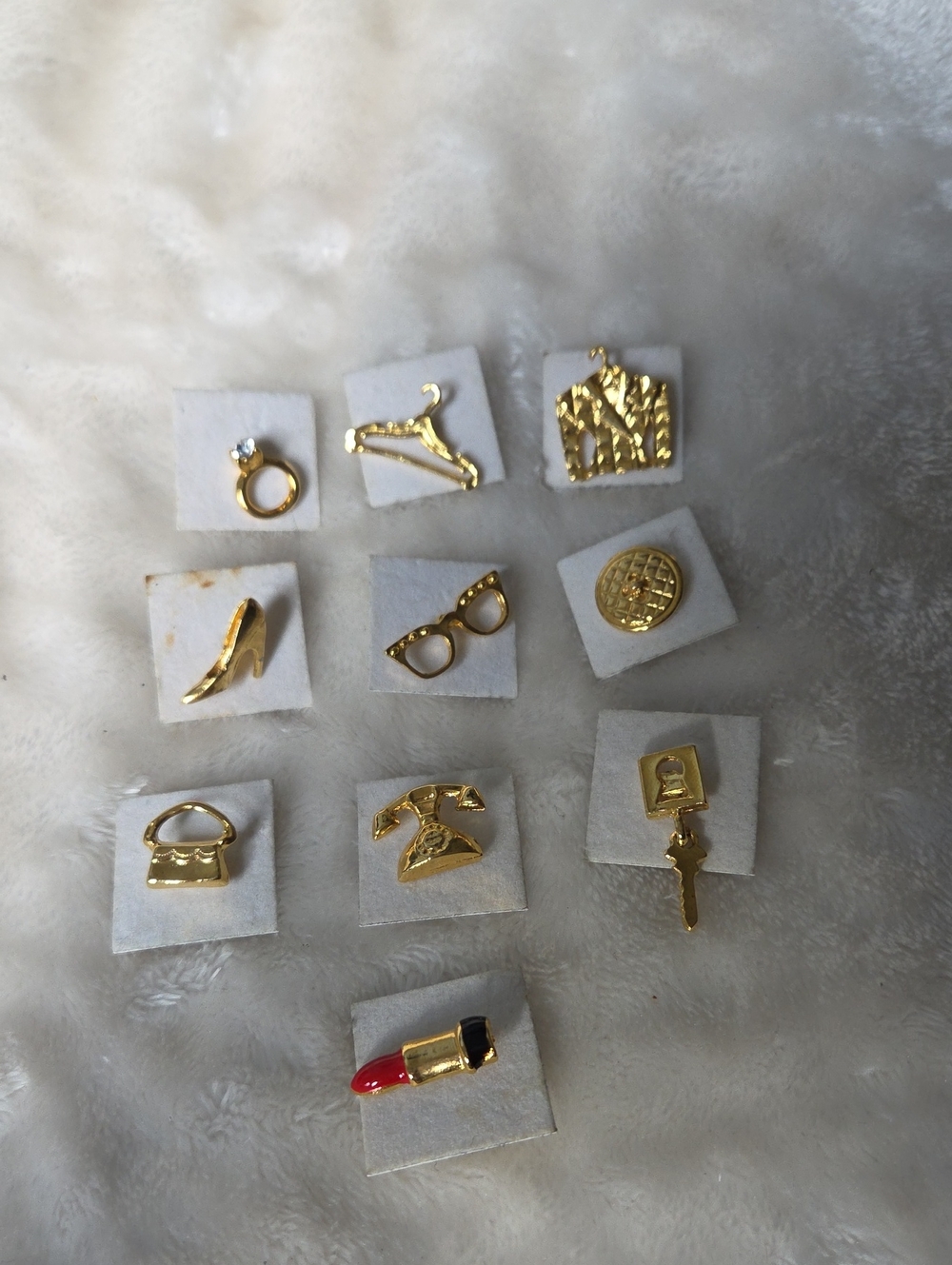 (10) Vintage Bloomingdale's 1980s Novelty Gift Tac Pin Set. NWOB.